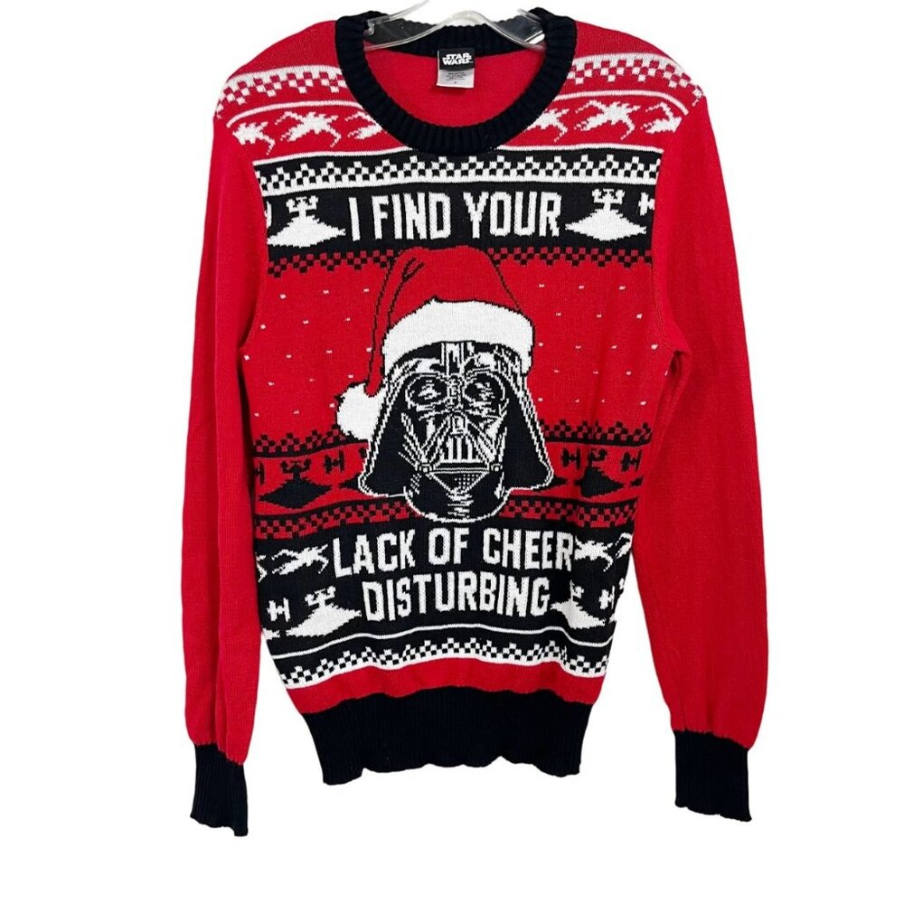 Star Wars Red Fair Isle Christmas‎ Sweater Darth Vader Lack of Cheer Size Small